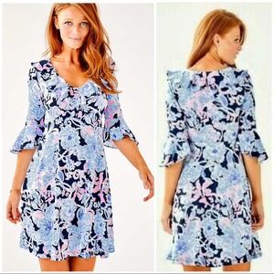 NEW Lilly Pulitzer Stirling Amore Mini Dress Faux Wrap Navy Size XXS